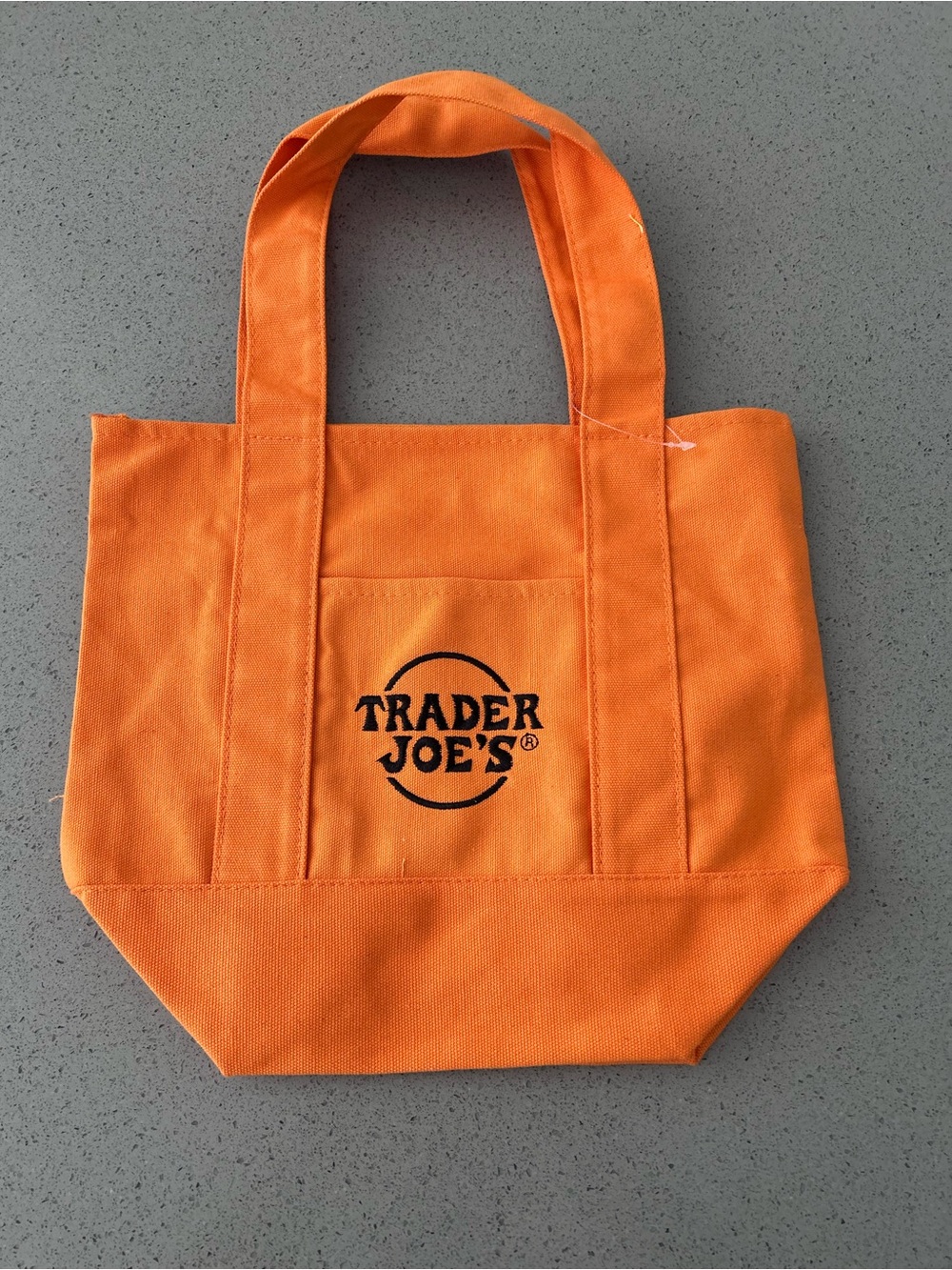Trader Joe's Orange Canvas Tote Bag with Front Pocket